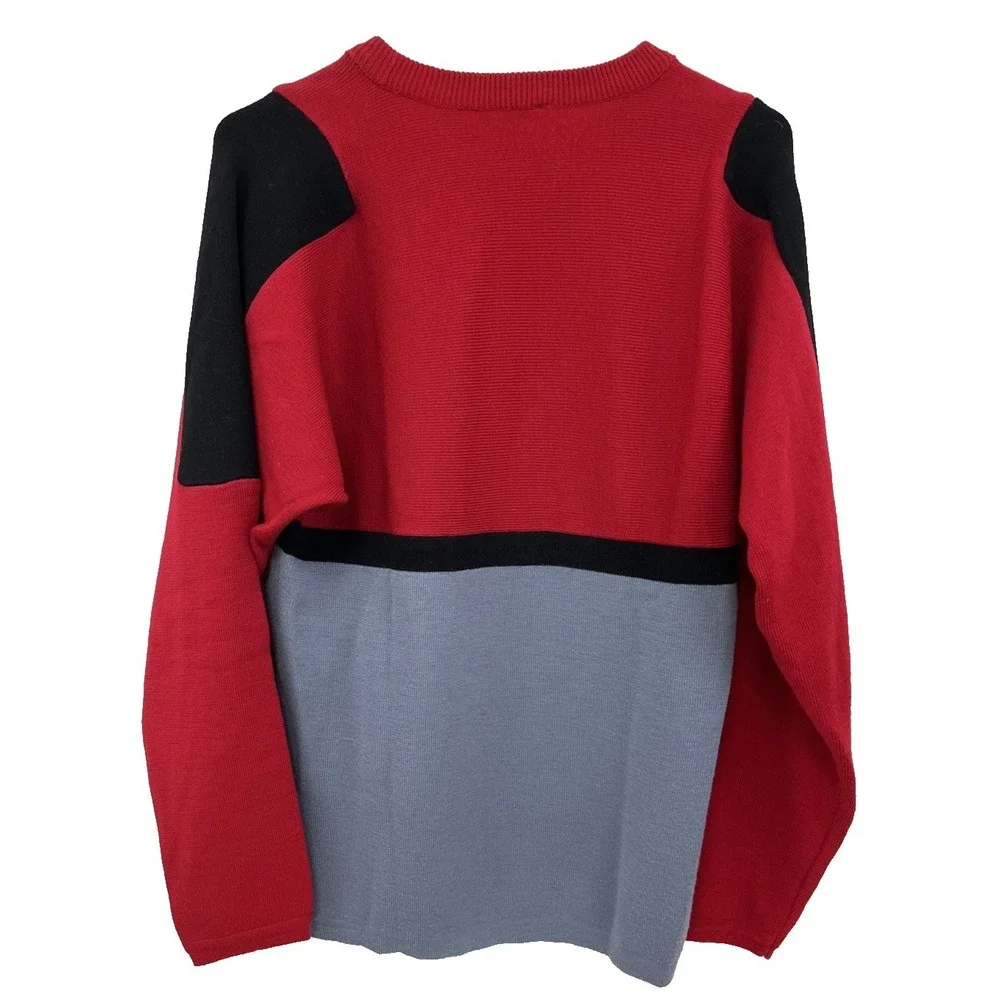VTG SportAround Men's 100% Wool Sweater Size M Red Black Gray Pullover Hong Kong